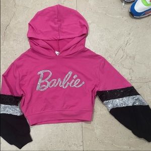 Pink Barbie girl crop top hoodie